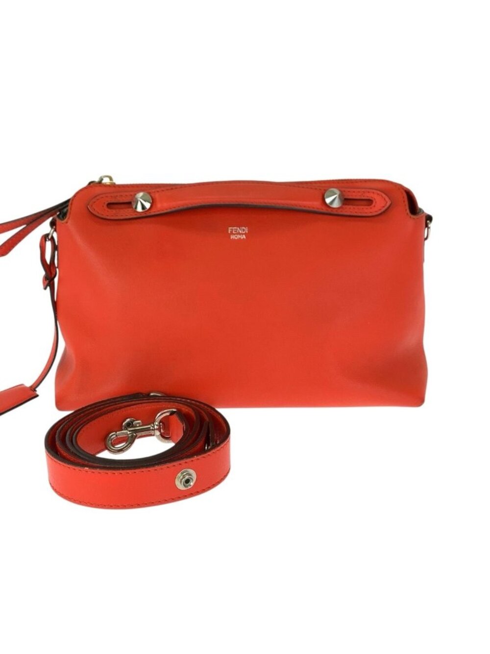 Fendi Roma by the Way 2-Way Orange Silver Leather Shoulder Bag